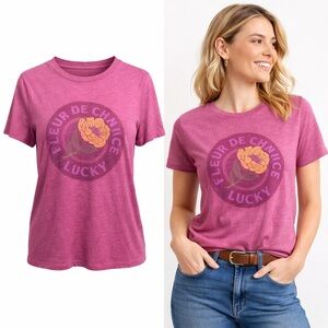 Lucky Brand | Fleur De Chance Graphic Tee | Pink | Cotton Blend | Size L